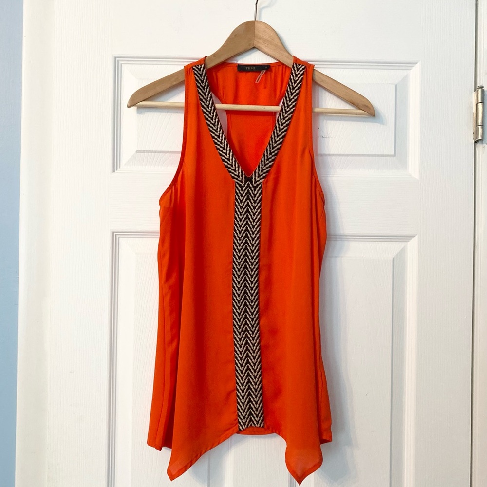 THML Orange Tank Top with Black Trim